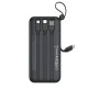 Power Bank 30.000mAh XO PR280 με 4 ενσωματωμένα καλώδια 1xUSB-Α, 1xUSB Type-C + 1xMicro USB + 1xLightning 10W μαύρο 148x71x44.5mm