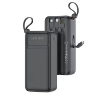 Power Bank 30.000mAh XO PR280 με 4 ενσωματωμένα καλώδια 1xUSB-Α, 1xUSB Type-C + 1xMicro USB + 1xLightning 10W μαύρο 148x71x44.5mm