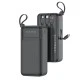 Power Bank 30.000mAh XO PR280 με 4 ενσωματωμένα καλώδια 1xUSB-Α, 1xUSB Type-C + 1xMicro USB + 1xLightning 10W μαύρο 148x71x44.5mm