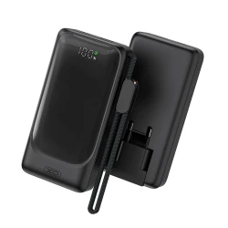 Powerbank 10.000mAh 22.5W με 2 θύρες USB-A και USB-C, ενσωματωμένο καλώδιο Type-C, πρίζα AC και LED οθόνη, μαύρο, 249-0112