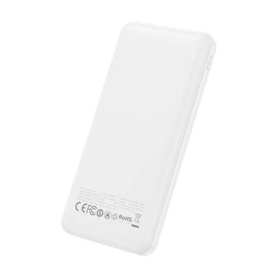 Powerbank 10.000 mAh με 3 θύρες USB-A και USB-C 10W σε λευκό χρώμα