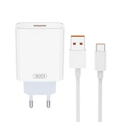 Universal φορτιστής 120W XO L164 με 1 έξοδο USB-A και αποσπώμενο καλώδιο USB-A - USB type-C λευκός
