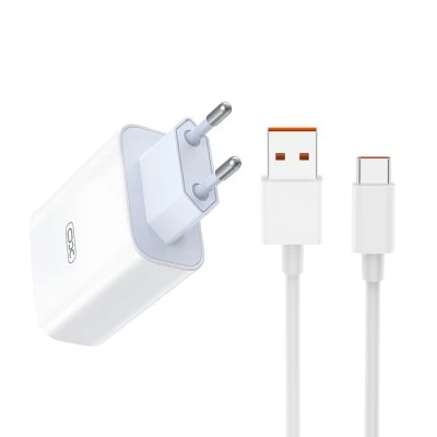 Universal φορτιστής 120W XO L164 με 1 έξοδο USB-A και αποσπώμενο καλώδιο USB-A - USB type-C λευκός