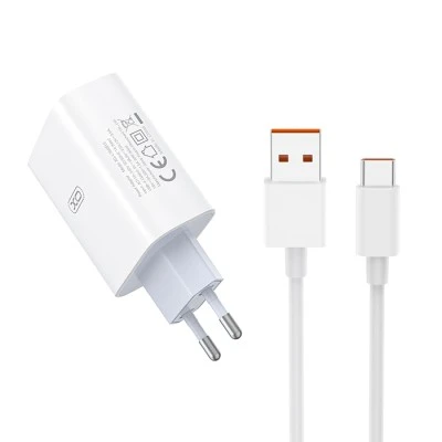 Universal φορτιστής 120W XO L164 με 1 έξοδο USB-A και αποσπώμενο καλώδιο USB-A - USB type-C λευκός