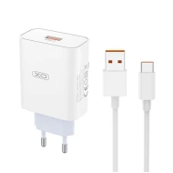 Universal φορτιστής 120W XO L164 με 1 έξοδο USB-A και αποσπώμενο καλώδιο USB-A - USB type-C λευκός