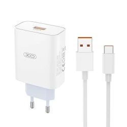 Universal φορτιστής 120W XO L164 με 1 έξοδο USB-A και αποσπώμενο καλώδιο USB-A - USB type-C λευκός