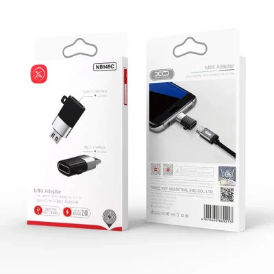 Αντάπτορας USB High-Speed USB-C θηλυκό σε Micro USB αρσενικό με υποστήριξη OTG 480Mbps 5V 2.4A σε μαύρο/ασημί χρώμα