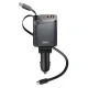 Φορτιστής αυτοκινήτου με 2 θύρες USB-A και USB-C, 2 ενσωματωμένα αναδιπλούμενα καλώδια Lightning και Type-C, 108W, μαύρος