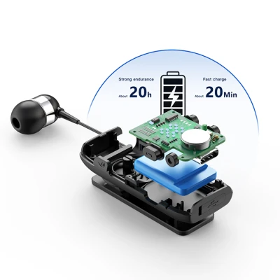 Ακουστικό in-ear Bluetooth με επεκτεινόμενο καλώδιο 5.2, οθόνη LED, USB-C και αυτονομία έως 20 ώρες