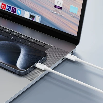 Καλώδιο USB Type-C αρσενικό σε Type-C αρσενικό High-Speed 240W 1m σε λευκό χρώμα