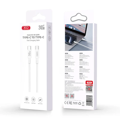 Καλώδιο USB Type-C αρσενικό σε Type-C αρσενικό High-Speed 240W 1m σε λευκό χρώμα