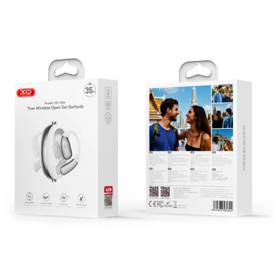 Bluetooth ακουστικά handsfree ear hook με τεχνολογία AI για αυτόματη μετάφραση ομιλίας σε πραγματικό χρόνο, Bluetooth 5.4, IPX5, λευκά