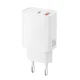 Φορτιστής τοίχου 2 θυρών USB-A & USB-C PD30W/QC18W με γρήγορη φόρτιση σε λευκό χρώμα