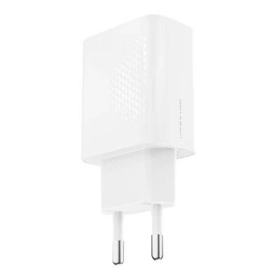 Φορτιστής τοίχου 2 θυρών USB-A & USB-C PD30W/QC18W με γρήγορη φόρτιση σε λευκό χρώμα