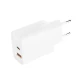 Φορτιστής τοίχου 2 θυρών USB-A & USB-C PD30W/QC18W με γρήγορη φόρτιση σε λευκό χρώμα