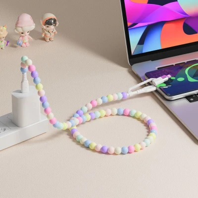 Καλώδιο USB High-Speed Type-C αρσ. - Type-C αρσ. και Lightning 1.00m με πολύχρωμες χάντρες