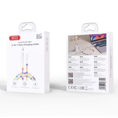 Καλώδιο USB High-Speed Type-C αρσ. - Type-C αρσ. και Lightning 1.00m με πολύχρωμες χάντρες