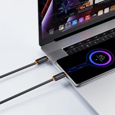 Καλώδιο USB-C αρσενικό σε USB-C αρσενικό USB High-Speed 60W 1m για φόρτιση και μεταφορά δεδομένων σε μαύρο χρώμα