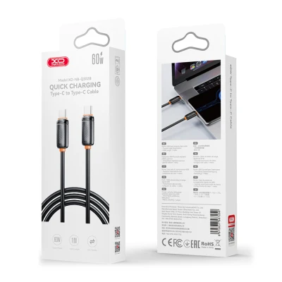 Καλώδιο USB-C αρσενικό σε USB-C αρσενικό USB High-Speed 60W 1m για φόρτιση και μεταφορά δεδομένων σε μαύρο χρώμα