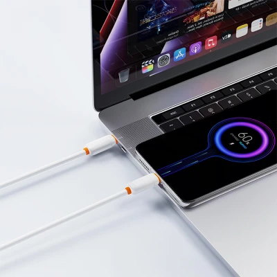 Καλώδιο USB-C αρσενικό - USB-C αρσενικό High-Speed 60W 1m σε λευκό χρώμα