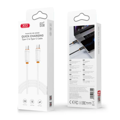Καλώδιο USB-C αρσενικό - USB-C αρσενικό High-Speed 60W 1m σε λευκό χρώμα