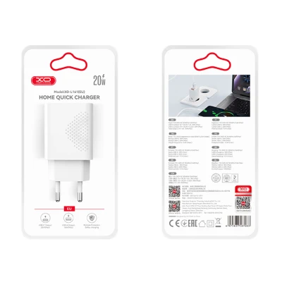 Universal φορτιστής 2 εξόδων USB-A και USB-C PD20W/QC18W σε λευκό χρώμα