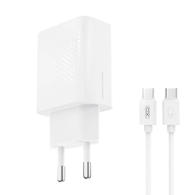 Universal φορτιστής 2 θυρών USB-A & USB-C PD20W/QC18W με αποσπώμενο καλώδιο USB type-C σε λευκό χρώμα Universal φορτιστής 2 θυρών USB-A & USB-C PD20W/QC18W με αποσπώμενο καλώδιο USB type-C σε λευκό χρώμα