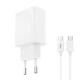 Universal φορτιστής 2 θυρών USB-A & USB-C PD20W/QC18W με αποσπώμενο καλώδιο USB type-C σε λευκό χρώμα Universal φορτιστής 2 θυρών USB-A & USB-C PD20W/QC18W με αποσπώμενο καλώδιο USB type-C σε λευκό χρώμα
