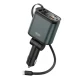 Φορτιστής αυτοκινήτου universal 45W με 2 θύρες USB-A/USB-C και 2 ενσωματωμένα αναδιπλούμενα καλώδια Lightning/USB-C σε σκούρο πράσινο-μαύρο