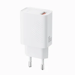 Universal φορτιστής USB-A 18W με γρήγορη φόρτιση QC 3.0 σε λευκό χρώμα