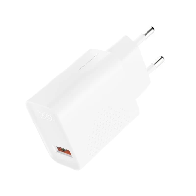 Universal φορτιστής USB-A 18W με γρήγορη φόρτιση QC 3.0 σε λευκό χρώμα