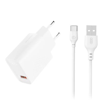 Φορτιστής USB-A 18W με αποσπώμενο καλώδιο USB-C σε λευκό χρώμα Φορτιστής USB-A 18W με αποσπώμενο καλώδιο USB-C σε λευκό χρώμα