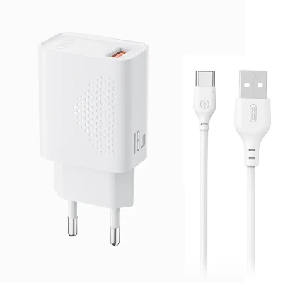 Φορτιστής USB-A 18W με αποσπώμενο καλώδιο USB-C σε λευκό χρώμα Φορτιστής USB-A 18W με αποσπώμενο καλώδιο USB-C σε λευκό χρώμα