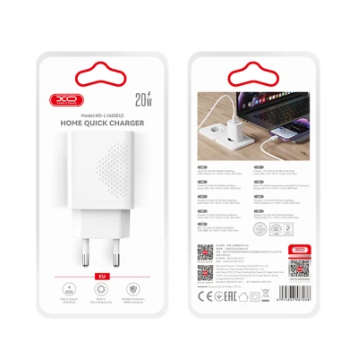 Φορτιστής USB-C 20W με γρήγορη φόρτιση PD3.0, προστασία υπερέντασης και λευκό χρώμα