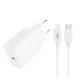 Φορτιστής USB-C 20W με αποσπώμενο καλώδιο USB-C σε Lightning και γρήγορη φόρτιση σε λευκό χρώμα