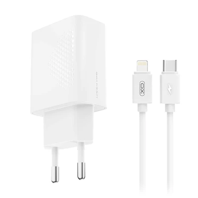 Φορτιστής USB-C 20W με αποσπώμενο καλώδιο USB-C σε Lightning και γρήγορη φόρτιση σε λευκό χρώμα