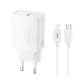 Φορτιστής USB-C 20W με αποσπώμενο καλώδιο USB-C σε Lightning και γρήγορη φόρτιση σε λευκό χρώμα