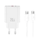 Φορτιστής GaN 20W με 1x USB-C και 1x USB-A, αποσπώμενο καλώδιο USB Type-C, λευκός 249-0338