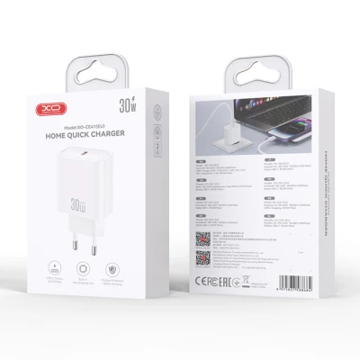 Φορτιστής USB-C GaN PD30W σε λευκό χρώμα Φορτιστής USB-C GaN PD30W σε λευκό χρώμα