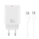 Φορτιστής USB-C GaN PD30W με αποσπώμενο καλώδιο USB-C σε USB-C 1m σε λευκό χρώμα