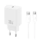 Φορτιστής USB-C GaN PD30W με αποσπώμενο καλώδιο USB-C σε USB-C 1m σε λευκό χρώμα