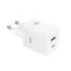 Universal φορτιστής GaN 2 εξόδων USB-A και USB-C PD45W σε λευκό χρώμα
