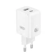 Universal φορτιστής GaN 2 εξόδων USB-A και USB-C PD45W σε λευκό χρώμα