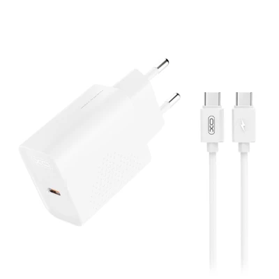 Φορτιστής USB-C 30W με αποσπώμενο καλώδιο USB type-C σε λευκό χρώμα