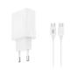 Φορτιστής USB-C 30W με αποσπώμενο καλώδιο USB type-C σε λευκό χρώμα