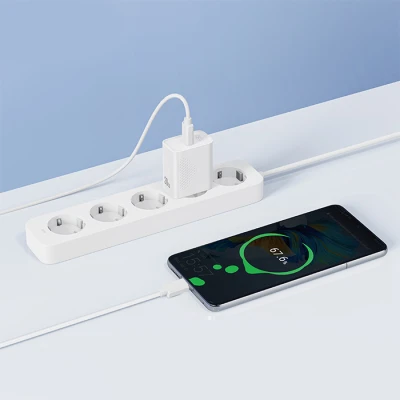 Φορτιστής USB-C 30W με αποσπώμενο καλώδιο USB type-C σε λευκό χρώμα