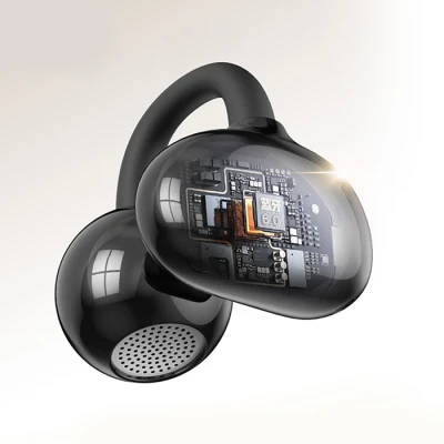 Ασύρματα open-ear Bluetooth ακουστικά handsfree με θήκη φόρτισης, Bluetooth 6.0, IPX4, μαύρα