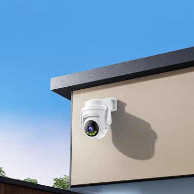 Wi-Fi κάμερα ασφαλείας εξωτερικού χώρου 3MP με pan/tilt, νυχτερινή όραση, ανίχνευση κίνησης και ήχου, λευκή