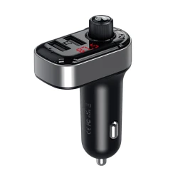 Αναμεταδότης FM αυτοκινήτου Bluetooth MP3 5.0 με 2 θύρες USB-A 15.5W σε μαύρο χρώμα