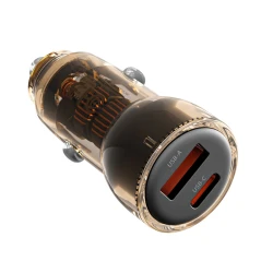 Φορτιστής αυτοκινήτου universal 60W με 1x USB-A και 1x USB-C, συμβατός με PD3.0, QC3.0 και άλλα πρότυπα, μαύρο-πορτοκαλί